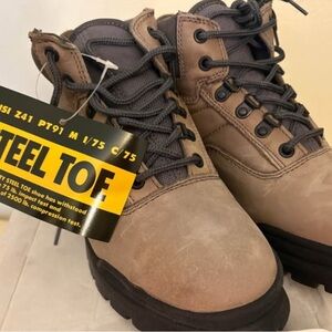 Steel Toe Work Boots in Brown and Black